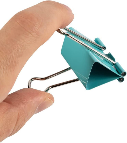 JAM PAPER Colorful Binder Clips - Large - 1 1/2 Inch (41 mm) - Teal Binderclips - 12/Pack...