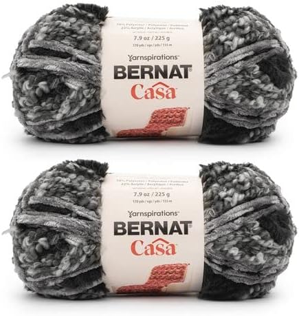 Bernat Casa Gray Shade Yarn - 2 Pack of 226g/8oz - Polyester - 6 Super Bulky - Knitting/Crochet......