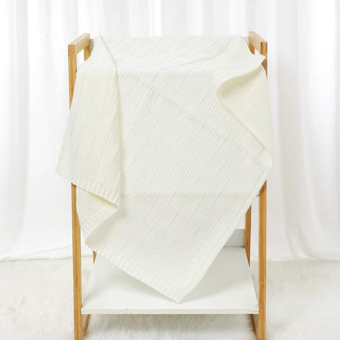 Baby Blanket Cozy Knit Soft Neutral Swaddling Receiving Baby Blankets for Boys Girls Newborn Infant Toddler White 40 x 30 inches...