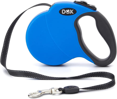 DDOXX Retractable Dog Leash - Strong Reflective Nylon Strips with Break & Lock system - S (Blue)...