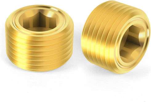 1/8" NPT Plug Brass Pipe Fitting, Counter Sunk Internal Hex Thread Socket Pipe Plugs, 3 PCS...