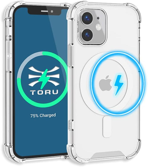 TORU MX Slim for iPhone 12 Mini Magnetic Case, Compatible with Magsafe, Hybrid Transparent HD Clear Case with Detachable Wrist Strap, Scratch Resi...