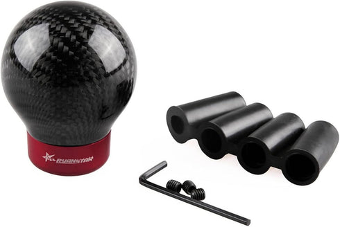 RYANSTAR Carbon Fiber Shift knob Round Ball Racing Gear Shift Shifter Knob Head Manual Car with 8mm/10mm/11mm Adapter...
