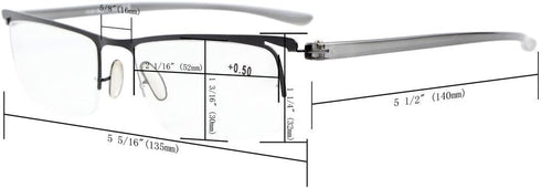 Eyekepper 3 Pairs Half-rim Reading Glasses for Men Metal Readers Silver Frame +1.25...