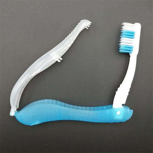 Light Blue Folding Travel Toothbrush for Adults, Potable Disposable Soft Toothbrush for Travel Camping Toothbrush School, Home, Business Trip Acce...