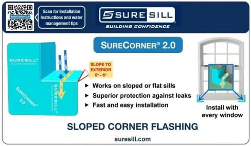 SureCorner 2.0 Sloped Corner Flashing for Windows - Pack of 2 to Fit with 1 Window, Teal...