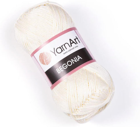 Yarn Art Begonia Yarn 100% Cotton, Pure Premium Soft Cotton Yarn, for Knitting Crochet and Amigurumi, Various Pastel and Shiny Colors, Yarn,1.76 O...