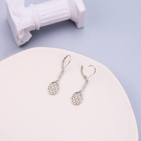 925 Sterling Silver Tennis Racket Sport Drop Dangle Earrings Gifts for Women Tennis lover...