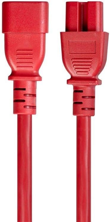 Monoprice Heavy Duty Power Cable - IEC 60320 C14 to IEC 60320 C15, 15 Amp, 1875 Watt, SJT, 125 Volt, 14AWG, 3 Feet, Red...