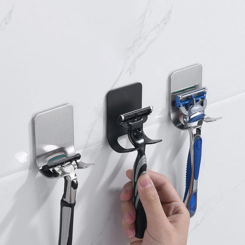 Razor Holder Shaver Hook Hanger Stand(2 Pack)Self Adhesive Stainless Steel Heavy Duty Utility Storage Hook,Shower Hook for Razor,Bathroom Kitchen ...