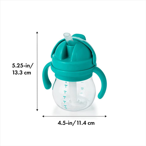 OXO Tot 6 Ounce Transitions Straw Cup with Removable Handles - Teal...
