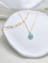 14K Gold Plated Sun Coin Pendant Necklace for Women, Layered Paperclip Necklaces, Bohemian Birthstone Zirconia, Jewelry gift for Graduation/Birthd...