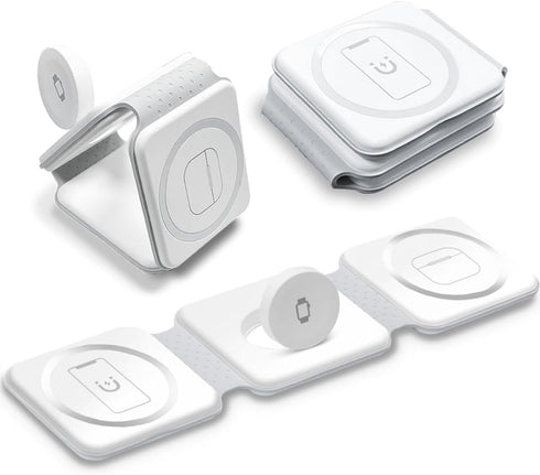 3 in 1 Charging Station for Apple Multiple Devices from Tech Gadget, Foldable Magnetic Mag-Safe Travel Charging Pad for iPhone 15 14 13 12 Pro Max...