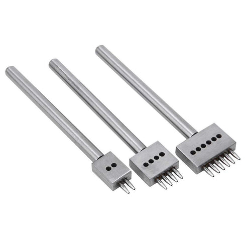 3Pcs 2/4/6 Leather Stitching Punch Prong Steel Leather Craft Tool DIY Lacing Stitching Punch Tool with 4/5/6/8mm Pitch(6mm Pitch)...