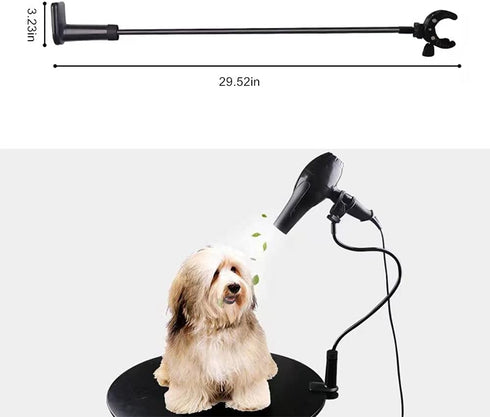 Dog Hair Dryer Stand, Pet Grooming Table Hair Dryer Holder, Hands Free Blow Dryer Holder, 360 Degrees Rotatable Lazy Hair Dryer Stand with Adjusta...