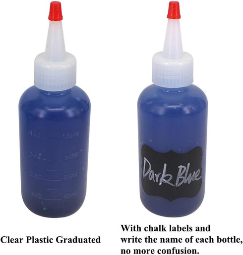 12 Pack 4-Ounce Empty Plastic Squeeze Bottles with Red Tip Caps Multipurpose Squirt Bottle...