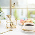 ELLDOO Coffee Spoon Set, Clear Glass Holder with 8 Stainless Steel Gold Leaf Coffee Spoons, Creative Flatware Set for Stirring, Mixing, Sugar, Ice...