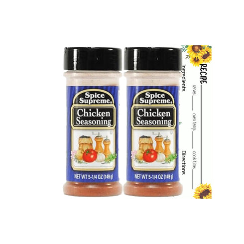Pack of 2 Spice Supreme Chicken Seasoning 5.25oz | Includes Blank June Street Market Recipe Card (style may vary)...