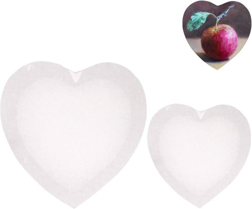 GGOUPTY Heart-Shaped White Canvas Board Stretched Canvas White Blank Canvas Frame Art Craft Set of 2 (8/12 inch) for Acrylilc Painting Oil Paint A...