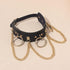Punk Goth Choker Necklace Adjustable PU Leather Chain Alloy O-Ring Tassel Pendant Choker Vintage Circle Clavicle Collar Halloween Cosplay Costume ...