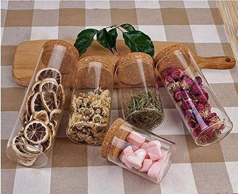 2Pcs 300ml/10oz Empty Clear Glass Bottles with Cork Stopper - Refillable Dry Food Goods Storage Container Vial Jars For Flower Tea Dry Fruit Nuts ...