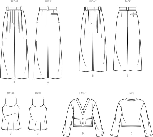 Simplicity Misses' Pleated Wide Leg Pants, Camisole and V-Neck Cardigan Sewing Pattern Kit, Design Code S9826, Sizes 12-14-16-18-20, Multicolor...