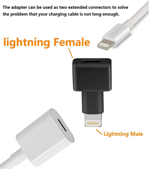 DESOFICON 2Pack Apple MFi Certified Lightning Extender Adapter, Male to Female, 8-pin for iPhone 13 12 11 X XS XR 8 7 6 iPad Transfer Audio Video ...