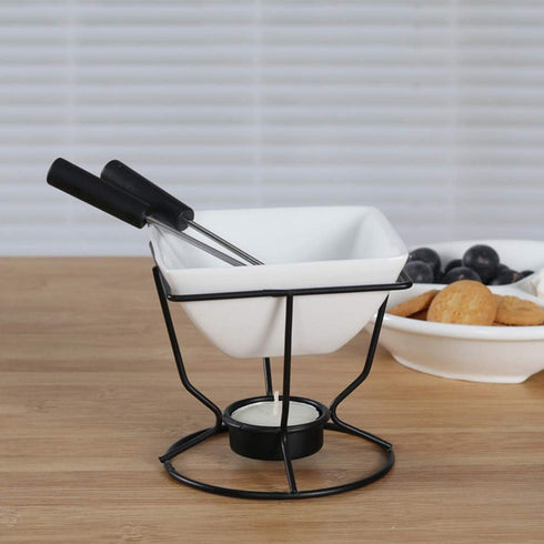 YARNOW 1 Set of Ceramic Butter Warmer Fondue Pot with Tealight Candle Chocolate Melt Pot Butter Cheese Melt Hot Pot for Cheese Chocolate...