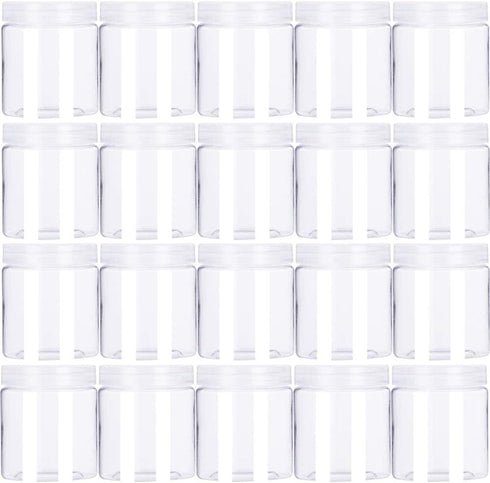 20 Pack 4oz/120ml Round Plastic Jars with Lids Empty Clear Slime Containers,Wide-Mouth Refillable Storage Containers for Cosmetics,Lotion,Food Sto...