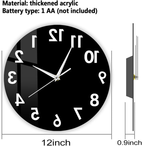 The Geeky Days Reverse Wall Clock 12 inch Unusual Numbers Backwards Modern Decorative Clock Watch Excellent Timepiece for Your Wall...