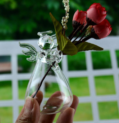 Brccee AC Angel Hanging Glass Angel Flower Vase Plant Flower Vase Hydroponic Office (S)...