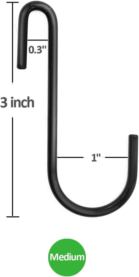 24 Pack ESFUN 3 inch Heavy Duty S Hooks Black Pan Pot Holder Rack Hooks S Shaped Hanging Hooks Hangers for Kitchenware Spoons Pans Pots Utensils C...