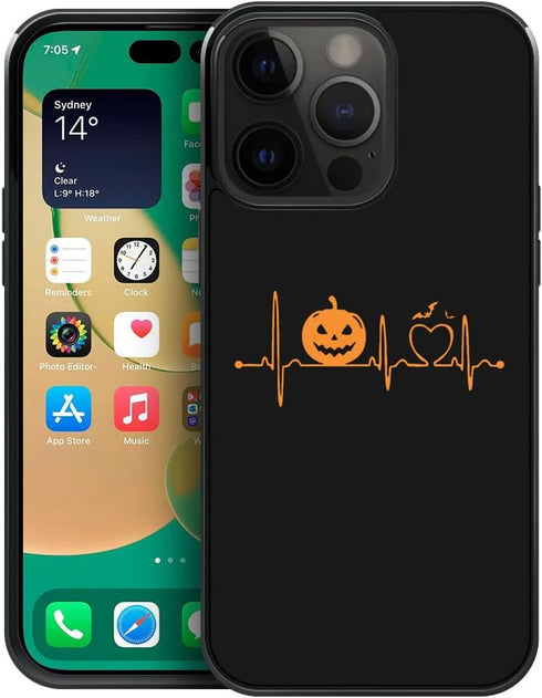 ZHEGAILIAN Case Compatible with iPhone 15 Pro Max,Halloween Pumpkin Heartbeat Cases Compatible with iPhone 15 Pro Max for Girls,Non-Slip[Shock Abs...