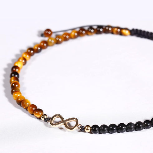 Jewever Infinity Charm Tiger Eye/Black Obsidian Beaded Bracelet Anklet for Women Beach Foot Crystals and Gemstones Jewelry Adjustable...