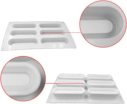 OCPO KITCHEN Eclair Silicone Mold for Baking Mousse Cake, French Dessert, Pastry, Chocolate, Ice Cream, Cake Decoration Mold, 3D Concave Eclair Sh...