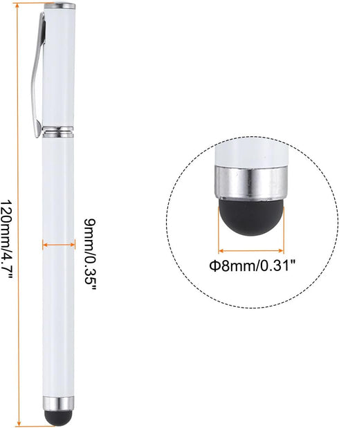 MECCANIXITY 3pcs Ballpoint Pen with Stylus Tip 2 in 1 Ink Pen & Fine Point Rubber Stylus Pens for All Capacitive Touch Screens Universal, White...