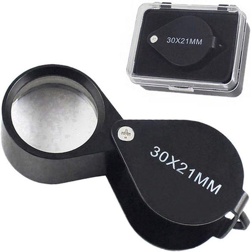 iKKEGOL Pocket Jewelry Loupe 30x 21mm Foldable Magnifying Jewelers Eye Glass Magnifier, Metal Body Black with Box...