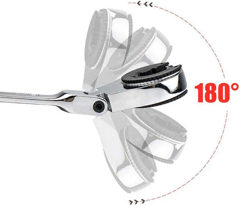 Ratcheting Wrench Open Flex-Head Open End Double Opening Ratchet Combination Wrench Hand Tool Flare Nut Wrench Silver 17mm...