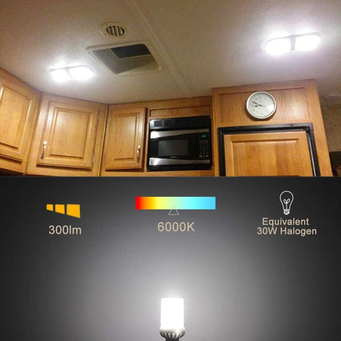 Cheopha 921 T5 T10 Wedge Base LED Light Bulb 12VAC/DC 3W Cool White 6000K 360-Degree for Outdoor Landscape Path Step Deck Light RV Camper Trailer ...