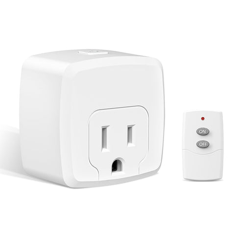 HBN Remote Control Outlet with 100FT RF Signal, Wireless On Off Switch Plug for Household Appliances, Battery Included, 15A/1875W(1 Outlet + 1Remo...