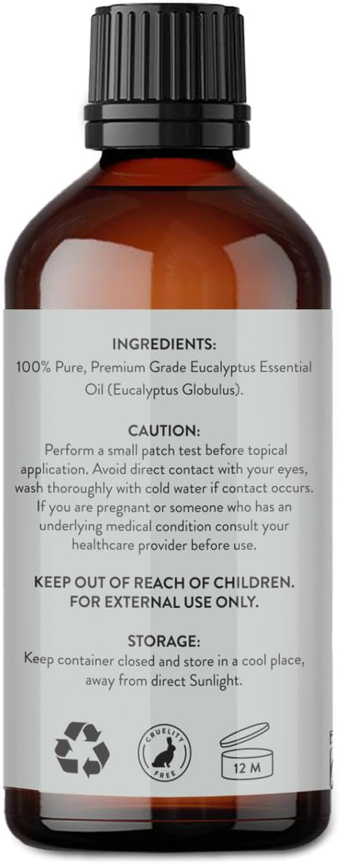 Avatra Eucalyptus Essential Oil, Pure & Natural Therapeutic Grade Essential Oil | for Clear Skin Strong Hair | Aromatherapy, Diffuser- 3.38 Fl Oz...