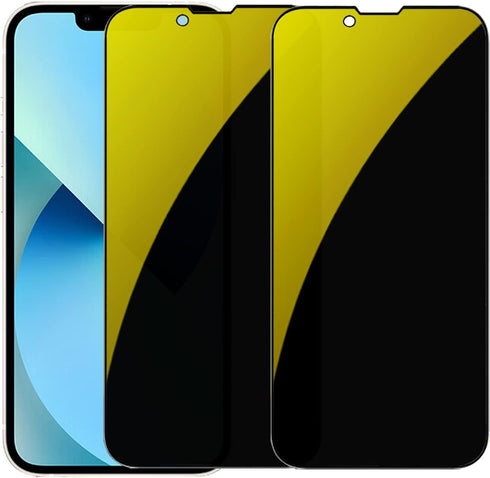 2 Pack Anti-Blue Privacy Tempered Glass Suit for iPhone 14 /iPhone 13 Pro/iPhone 13 Mirror Anti-Spy Screen Protector Anti-Peeping Film Electroplat...