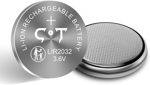 Rechargeable LIR2032 Batteries 3.6V Lithium Ion Button Coin Cell Batteries 2PCS AirTag Key Fobs Watch Battery Replacing...