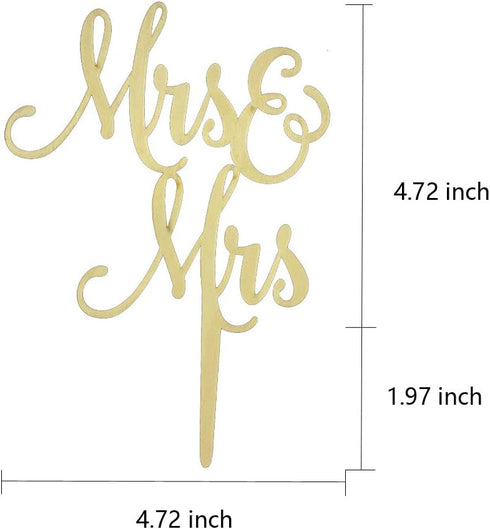 Mrs and Mrs Cake Topper, Rustic Wooden Cake Topper for Female Wedding/Bridal Shower/Engagement Party Decorations...