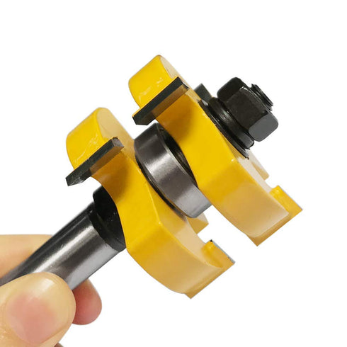 2pcs 1/2” Shank Tongue Groove Router Bit 3 Teeth Adjustable T Shape Panel Cabinet Door Flooring Wood Milling Tenon Cutter Woodworking Tools...