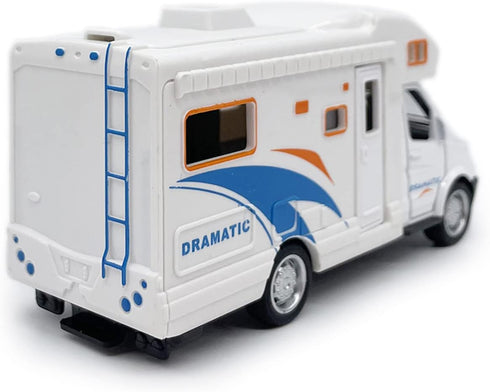 Mini Toy Camper RV Motorhome Toys for Boys Pull Back Diecast Model Car Recreational Vehicle Adventure with Furniture Roof and Side Door Open Child...