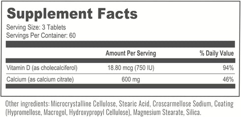 BariatricPal Easy Swallow Calcium Citrate (600mg) and D3 Coated Tablets (30-Day Supply)...