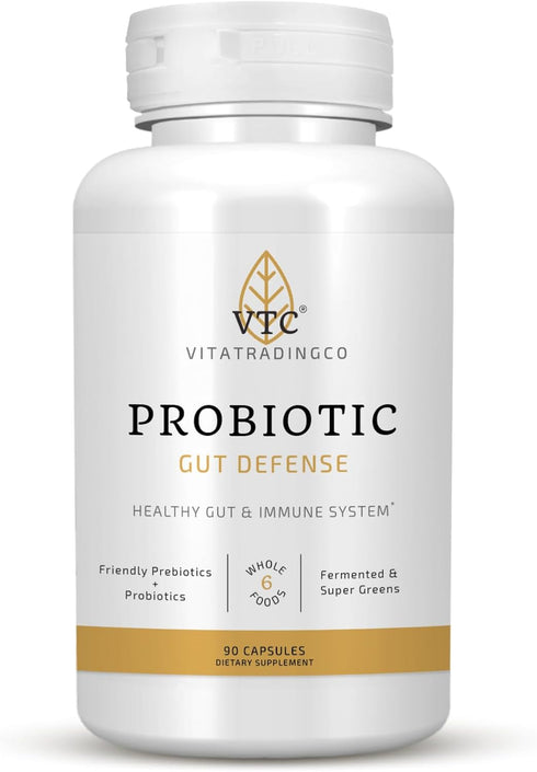 VitaTradingCo. Probiotic Gut Defense | Probiotics and Prebiotics for Gut Health & Digestion | 1 Billion CFU with Whole Food Base | 90 Capsules...