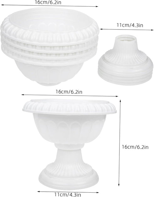 Amosfun 4pcs Roman Flower Pot Pedestal Planter Outdoor Planters Plastic Plants for Outdoors Grecian Urn Planter Flower Decor Plastic Plant Pot Ret...