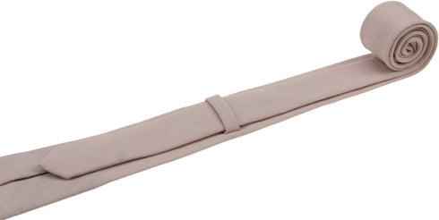 Mens Solid Linen Tie Set : Slim Necktie with Matching Pocket Square (Pale Blush Pink)...